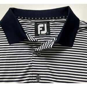 FJ FootJoy Prodry Lisle Golf Polo Shirt Large L Short Sleeve Strip Black White
